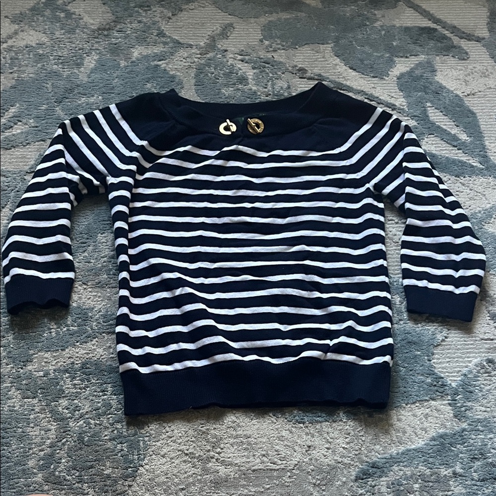 Ralph Lauren Navy and White Striped Sweater